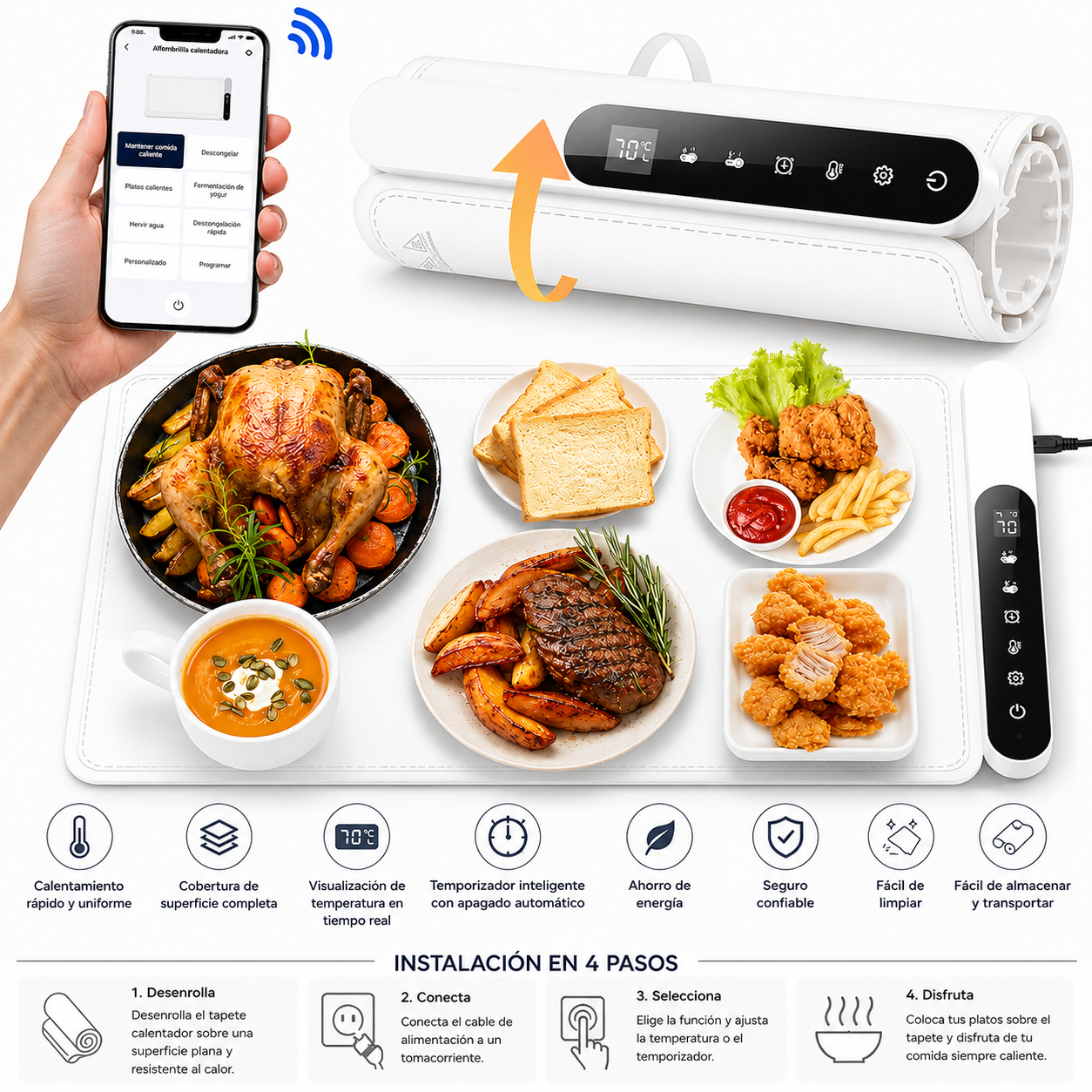 Bandeja calentadora de alimentos eléctrica
