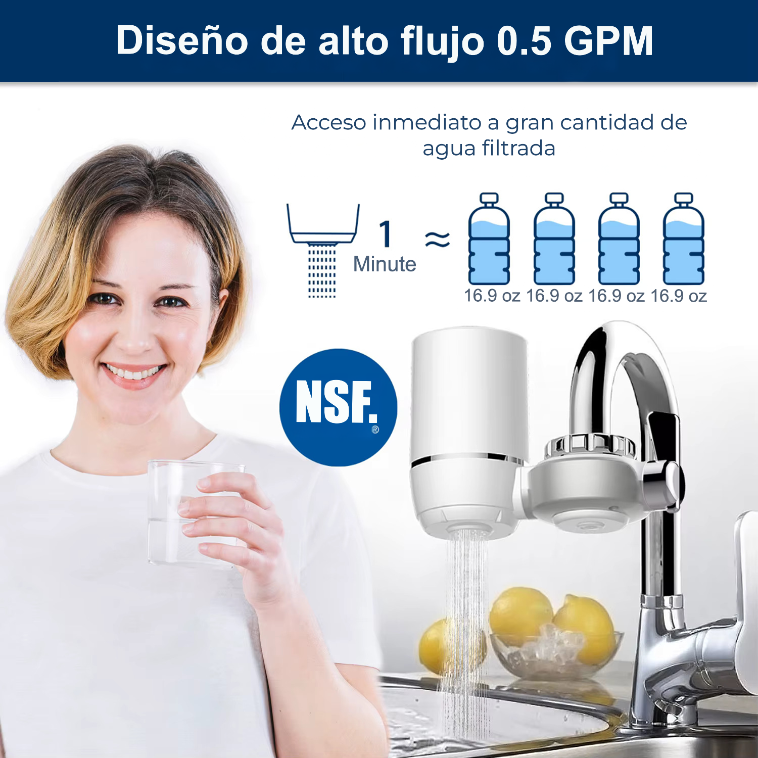 Filtro Purificador de Agua para Grifo + 1 Repuesto