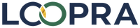 Logo de loopra en color azul y verde